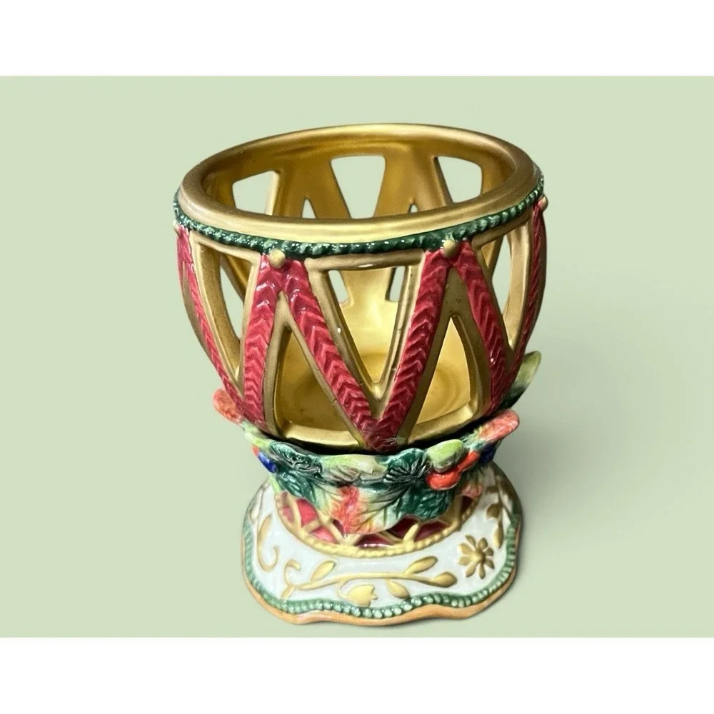 Fitz & Floyd Classic Jolly Ole St Nick Candleholder‎ Votive Festive Holiday Xmas